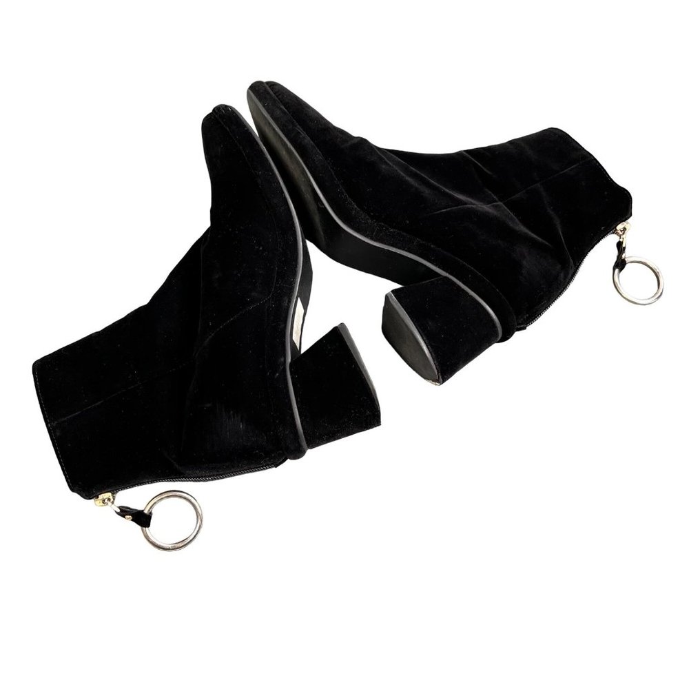 Reike Nen Bootie Ankle Boot Black Velvet Ring Zipper Pull Us 7.5 Chunky Heel View 5